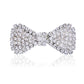 Silver crystal rhinestone bow barrette pair, centered bow shape