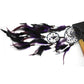 Dream catcher craft set laid flat, showing purple and black feathers and bead hoops