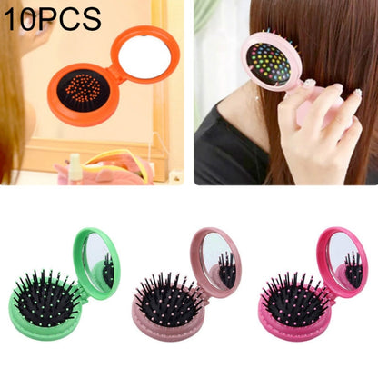Portable folding round pocket hair brush set in assorted colors
