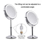 Two-position desktop LED makeup mirror set with adjustable lifting button and chrome stand