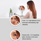 Desktop LED makeup mirror with front view and reverse magnifying view for applying makeup