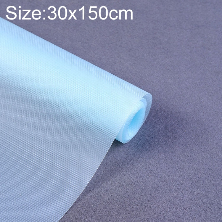 Light blue waterproof drawer pad mat roll with textured surface and cut-off edge