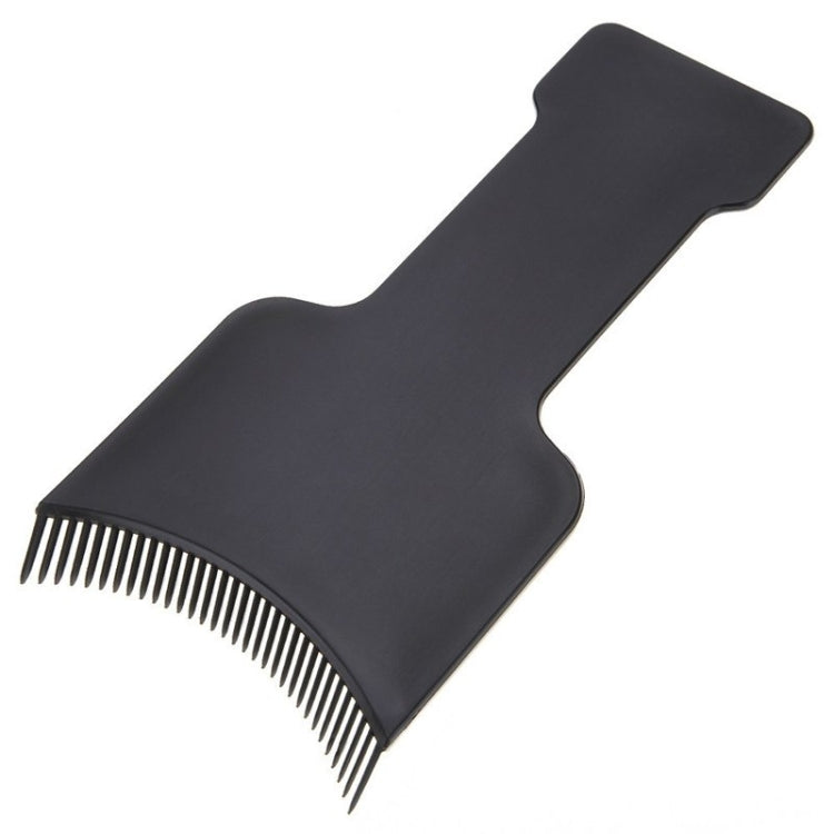 Black hair dye applicator brush with curved comb teeth edge