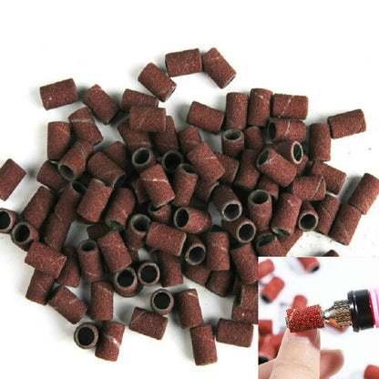 Brown-red sanding drum sleeves for nail grinder, small cylindrical with open center