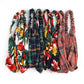 5-pack women’s cross headbands with floral, plaid, and patterned fabric