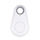 White teardrop kids key GPS tracker tag with dark ring and small status pinhole