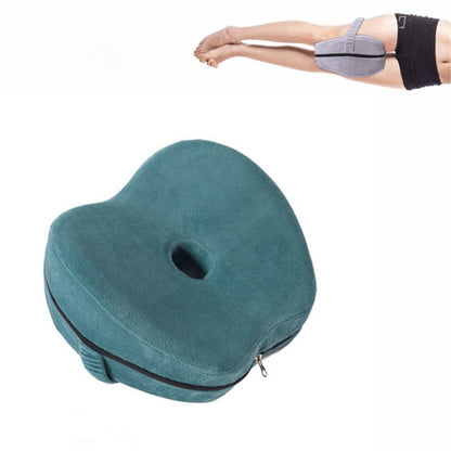 Lake blue knee pillow with center hole and zipper, soft memory-foam style