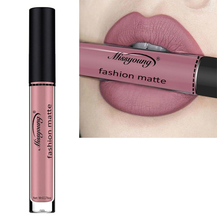 Liquid matte lipstick with soft pink tube and black cap