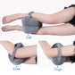 Light gray strap-on leg pillow cushion for calf, knee, and thigh positioning