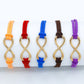 Assorted color twine infinity symbol bracelets with gold-tone metal infinity links