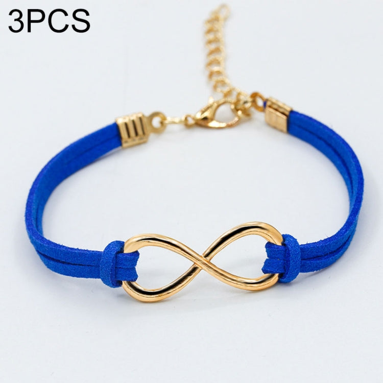Blue twine infinity symbol bracelet with gold-tone metal infinity link and knots