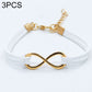 White twine infinity symbol bracelet with gold-tone metal infinity link and chain