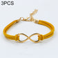 3-piece infinity charm twine bracelet set, yellow with gold-toned clasp