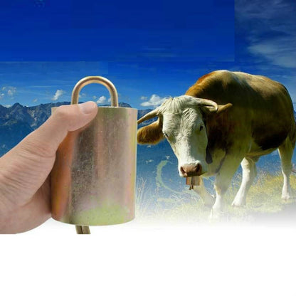 Metallic anti-lost bell with loop handle, held in hand