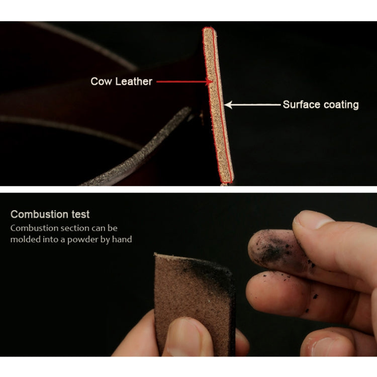 Close-up of leather belt edge with stitched finish and punched holes