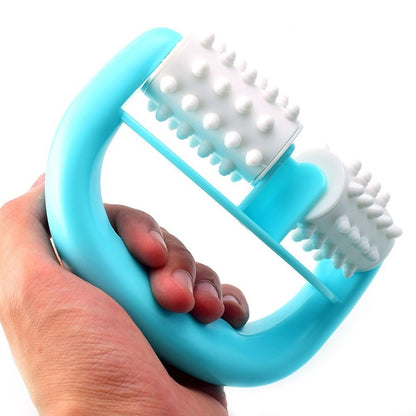 T9142 Plastic Manual Two-wheel Massager Round Handle Massager