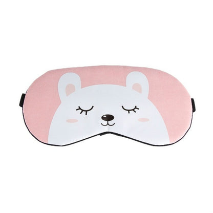 Pink rabbit cartoon sleep eye mask with soft plush face and side straps.