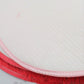 Heart-shaped bath mat edge, red plush with white top trim