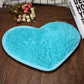 Heart-shaped non-slip bath mat, sky blue with textured fuzzy pile and border
