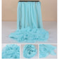 Light blue chiffon silk scarf, gathered pleats and layered ruffle-like folds