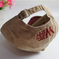 Khaki canvas baseball cap with embroidered lettering on side