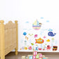 Underwater theme wall stickers with ship, whale, submarine, fish, crab and octopus