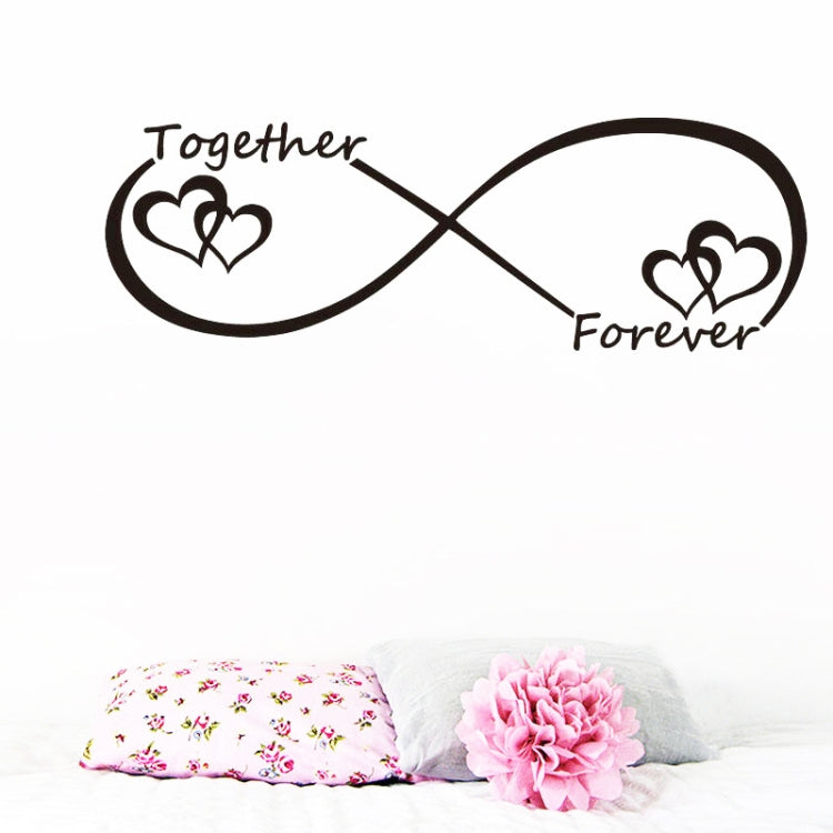 Infinity-style wall decal with Together Forever and two heart icons, black