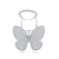 Butterfly ring with pavé stones and adjustable open band in platinum tone