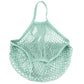 Mint green mesh shopping tote bag with open net body and carry handle