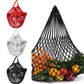 Mesh string tote bag set with red, white, and black styles for storage