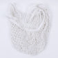 White mesh tote bag with long handles and open woven net design