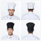 Chef hat photo collage: white and black styles, front and back views