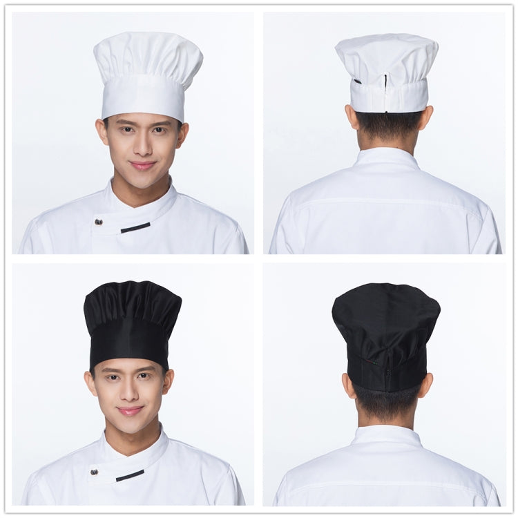 Chef hat photo collage: white and black styles, front and back views