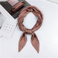Silk square scarf, dusty rose pleated stripes with tied knot at center