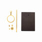 Adjustable coffee filter holder parts: brass ring, rod, bracket, and base plate