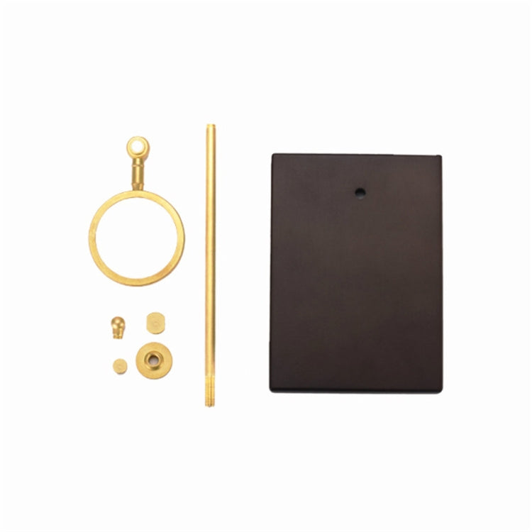 Adjustable coffee filter holder parts: brass ring, rod, bracket, and base plate
