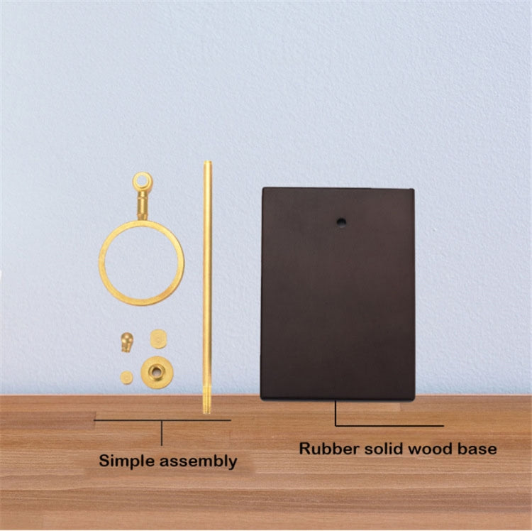 Coffee filter holder components with brass rod and rubber solid wood base