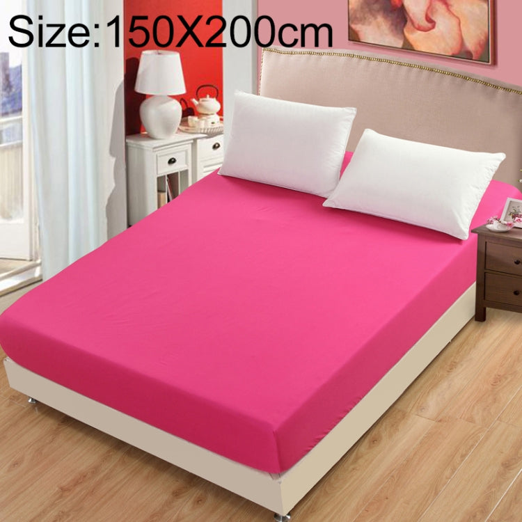 150x200cm fitted mattress protector sheet in magenta, plain stretch fabric.