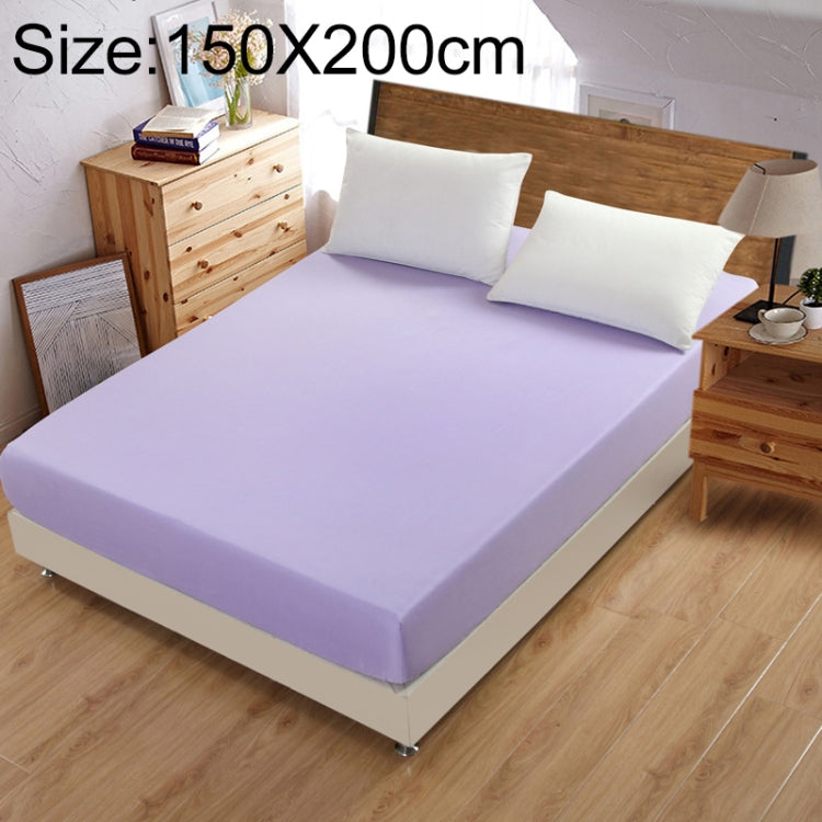 Fitted mattress protector sheet, 150x200 cm, lavender purple, elastic corners for secure fit.
