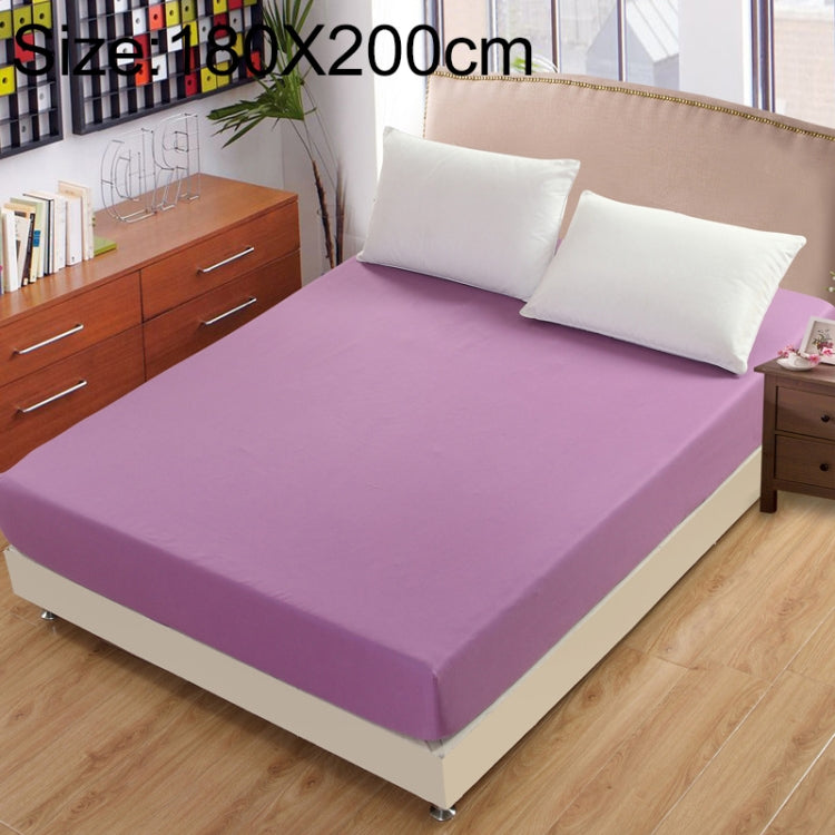180x200cm fitted mattress protector sheet in purple, plain stretch fabric.