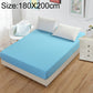 180x200cm fitted mattress protector sheet in light blue, plain stretch fabric.