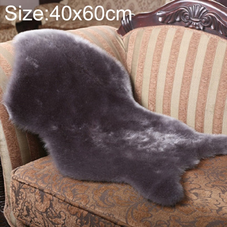 Dark gray faux wool sofa cushion mat, 40x60 cm, long fur shape