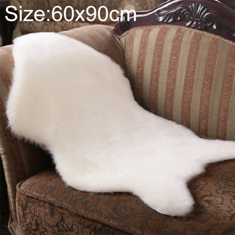 Imitation wool soft sofa cushion mat, white, fuzzy fold-over runner