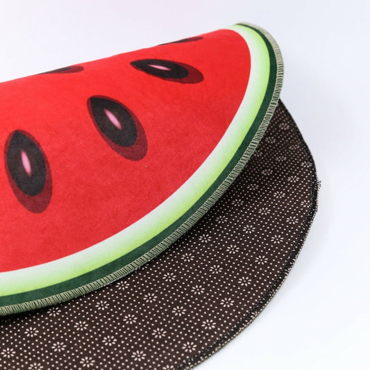 Fruit Pattern Rug Round Crystal Velvet Non-Slip Room Carpet Mat, Diameter 60cm, Diameter 80cm, Diameter 100cm, Diameter 120cm, Diameter 160cm