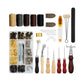 DIY sewing and leather craft tool kit with assorted thread spools and hand tools