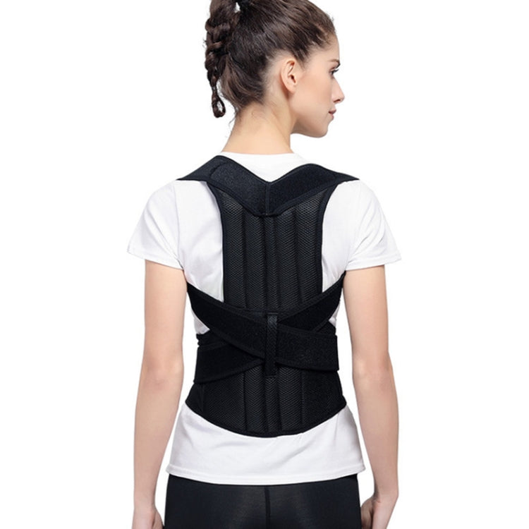Black orthopedic posture belt with breathable mesh back section and front wrap straps