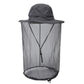 Wide-brim fisherman hat with protective mesh mosquito net and chin cord, dark gray