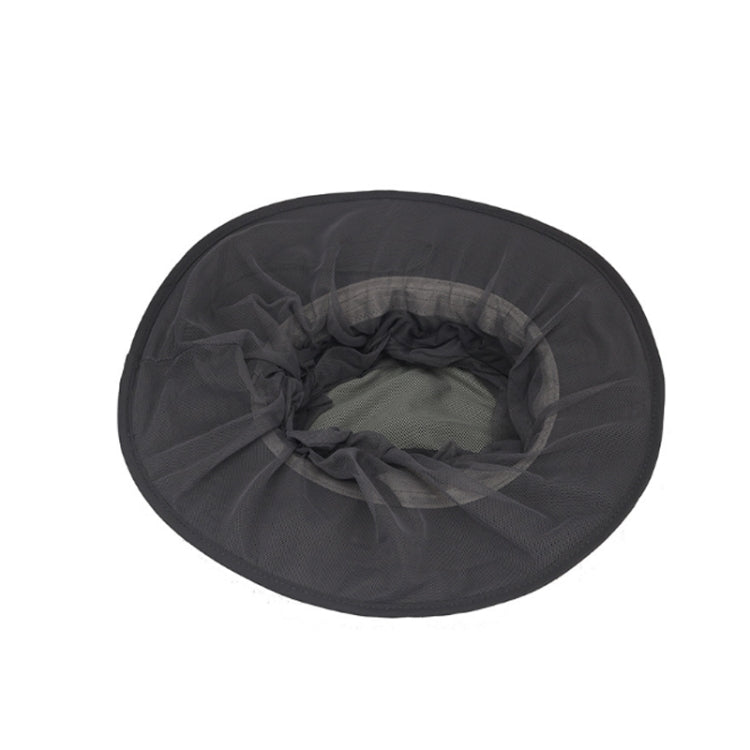 Flat top view of dark gray wide-brim hat with inner mesh lining, netted look