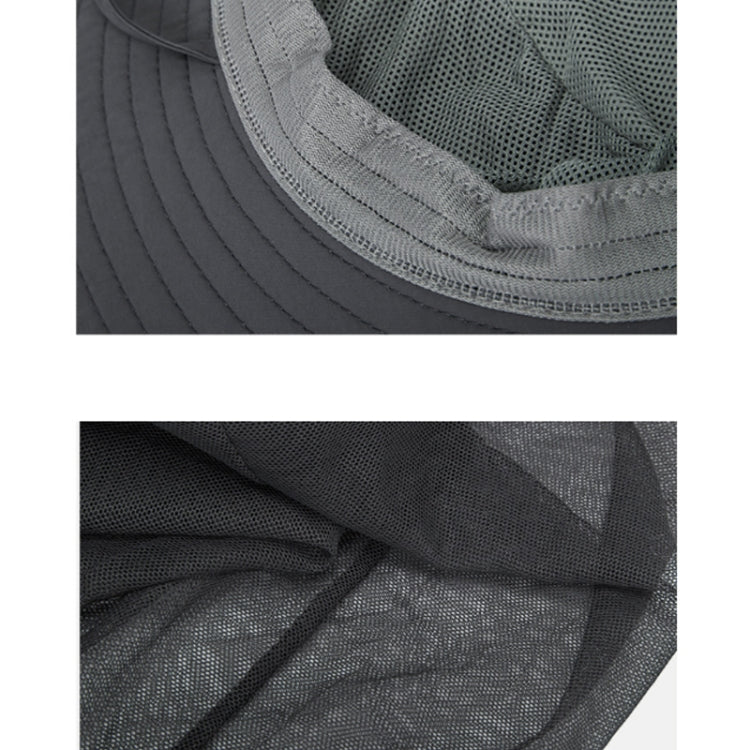 Close-up of hat fabric and mesh net texture near brim, dark gray
