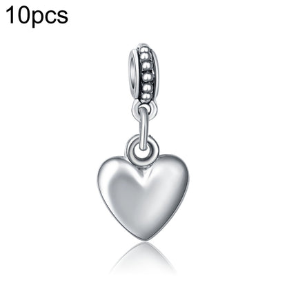 Silver heart big-hole charm pendant with ridged top and hanging loop